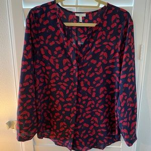 Joie blouse, navy with red cherries (size small)